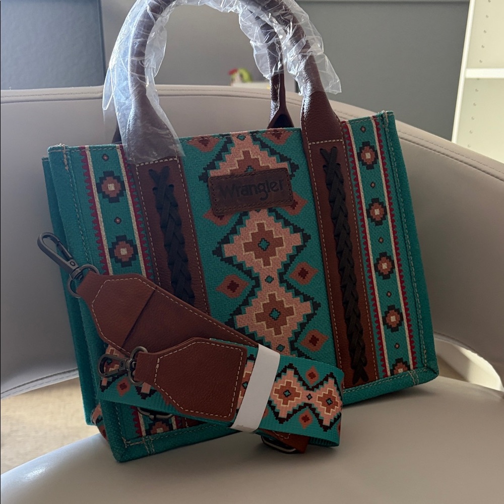 Wrangler Teal and Brown Women's Tote